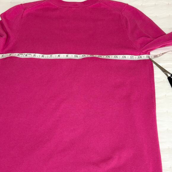 Talbots Knit Cardigan Sweater Women's M | Fuchsia Pink | 3/4 Sleeve Lightweight - Picture 9 of 11